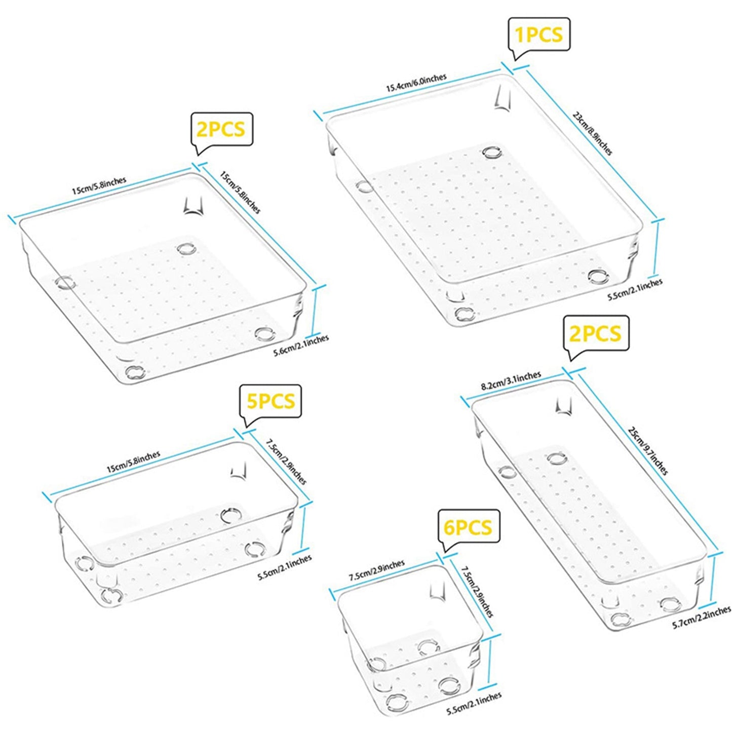 16-pieces Clear Drawer Organisers Set – Bliss n Wit